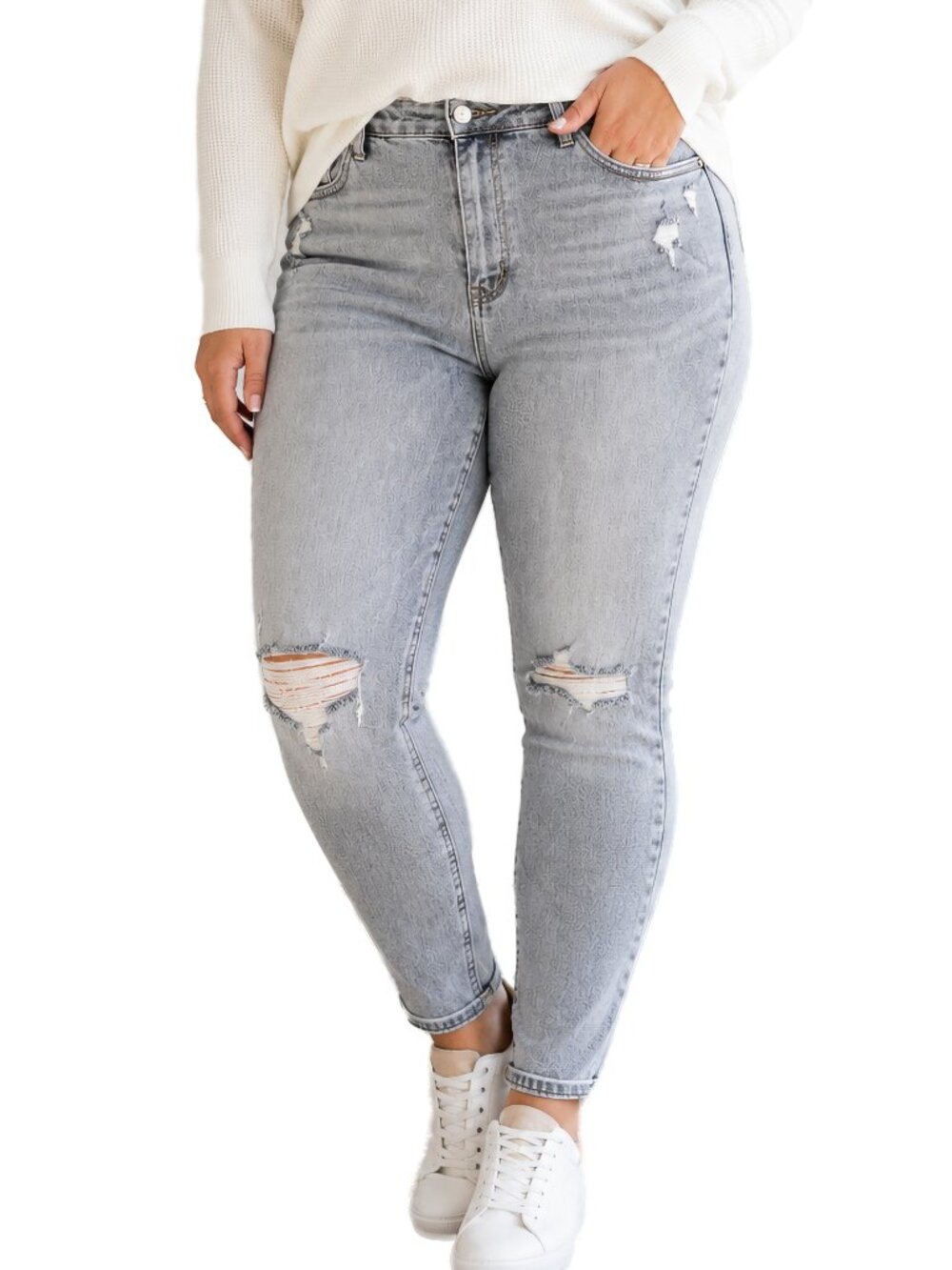 Judy Blue High Rise Distressed Skinny Jeans Light Wash Stretch 14W